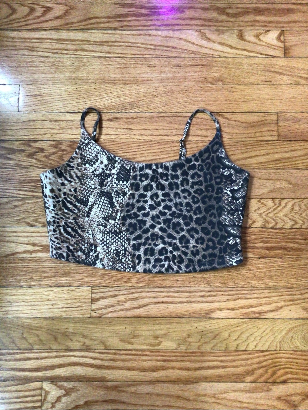 AllSaints Mixed Animal Print Cropped Cami Sz US 8
